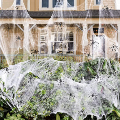 Halloween Super Stretch Spider Webs with Fake Spiders for Scary Party & Horror Decor