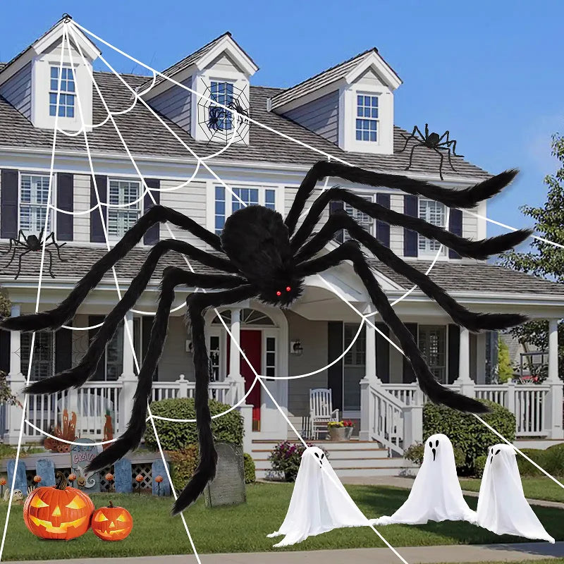 Giant Black Spider Halloween Decoration (30-200cm) for Haunted House & Party