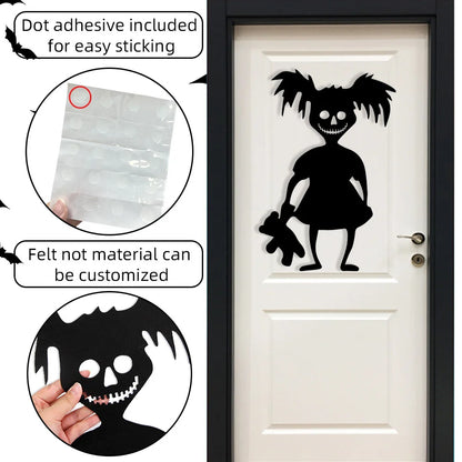 Halloween decoration room door stickers window decor skeleton hand pumpkin DIY devil witch hat glass window stickers ghost