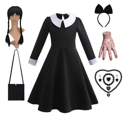 Purim Girls Wednesday Cosplay Dress Halloween Costume & Casual Summer Outfit