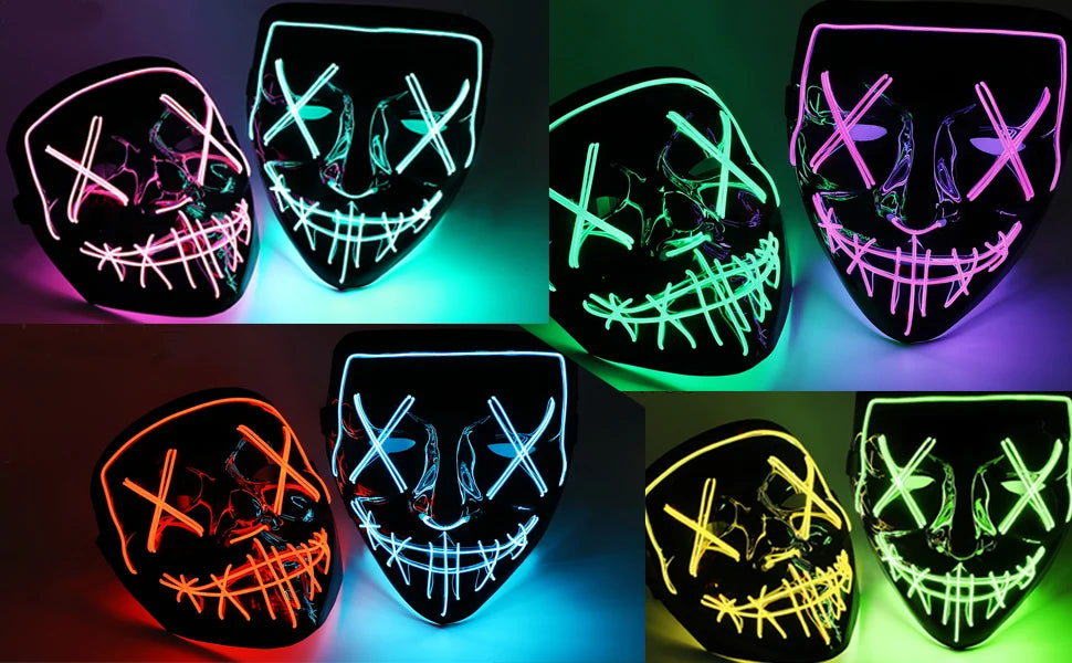 LED Light-Up Scary Halloween Mask for Cosplay & Parties