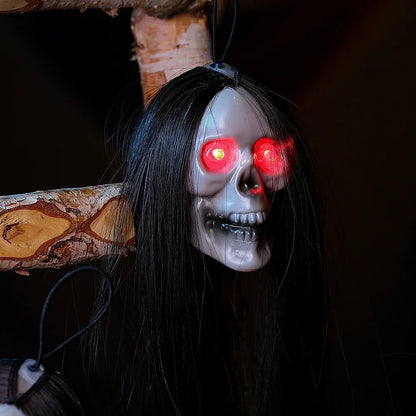 Halloween Hanging Long Hair Ghost Skeleton Pendant LED Light for Party & Haunted House