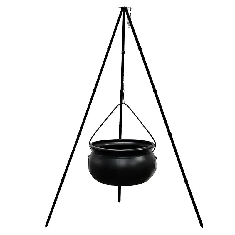 7.87" Witch's Cauldron with Tripod & Lights Halloween Candy Bucket Decoration