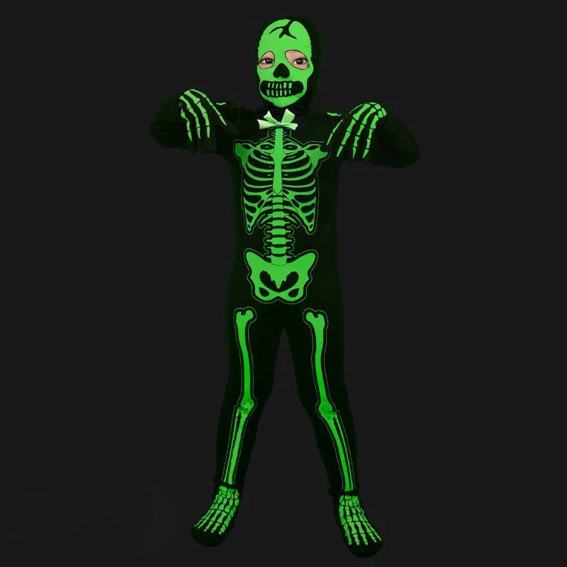 Halloween Skeleton Monster Costume – Glow-in-the-Dark Jumpsuit for Party