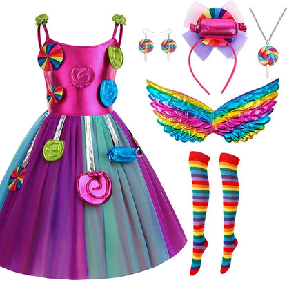 Candy Princess Halloween Dress with Headband & Candy Scepter, Sweet Party Costume