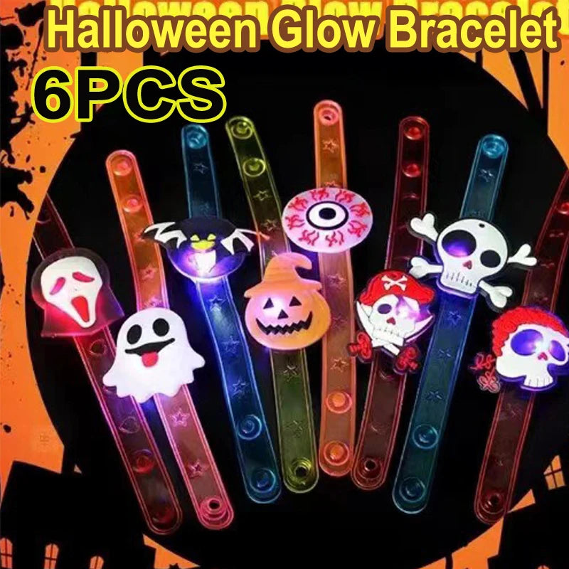 10/20PCS Cute Glowing Halloween Rings & Bracelets for Kids Party Decoration