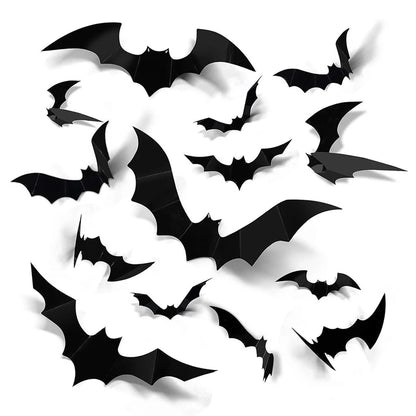 3D PVC Bat Wall Stickers – Halloween Scary Decorations & Party Props