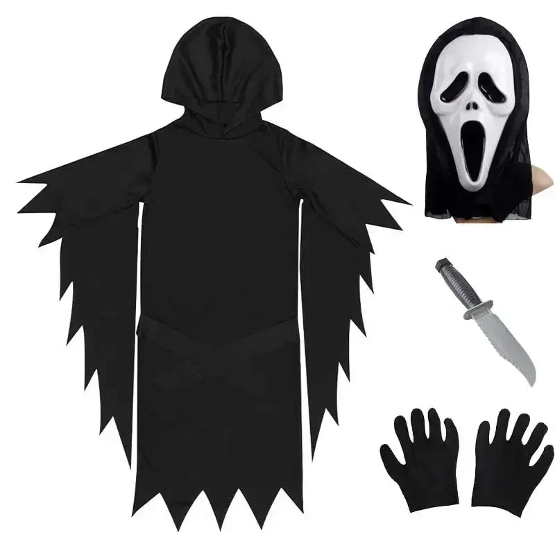 Kids Scream Costume, Halloween Ghostface Outfit for Boys & Teens