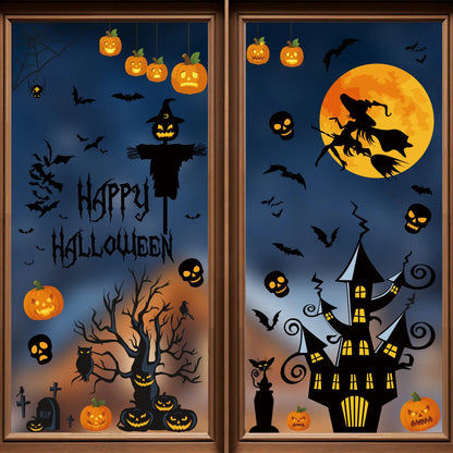 Halloween Spider & Skull Electrostatic Stickers for Party & Window Decor