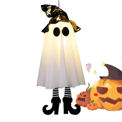 LED Light-Up Witch Ghost Halloween Hanging Ornament for Home & Yard Decoration