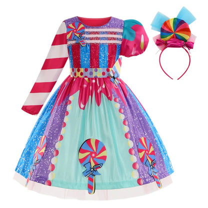 Candy Princess Halloween Dress with Headband & Candy Scepter, Sweet Party Costume