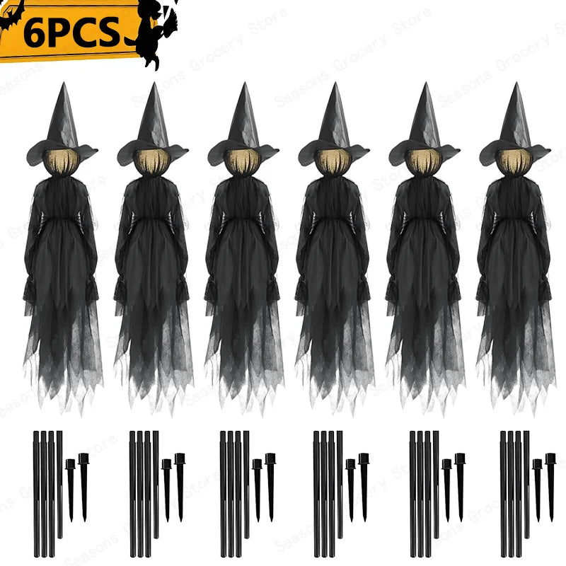 1.5M Light-Up Voice-Controlled Screaming Witches Halloween Decoration Holding Hands