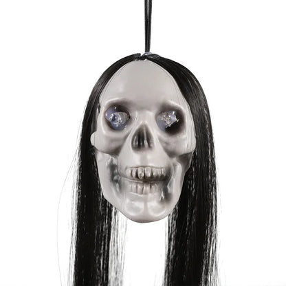 Halloween Hanging Long Hair Ghost Skeleton Pendant LED Light for Party & Haunted House