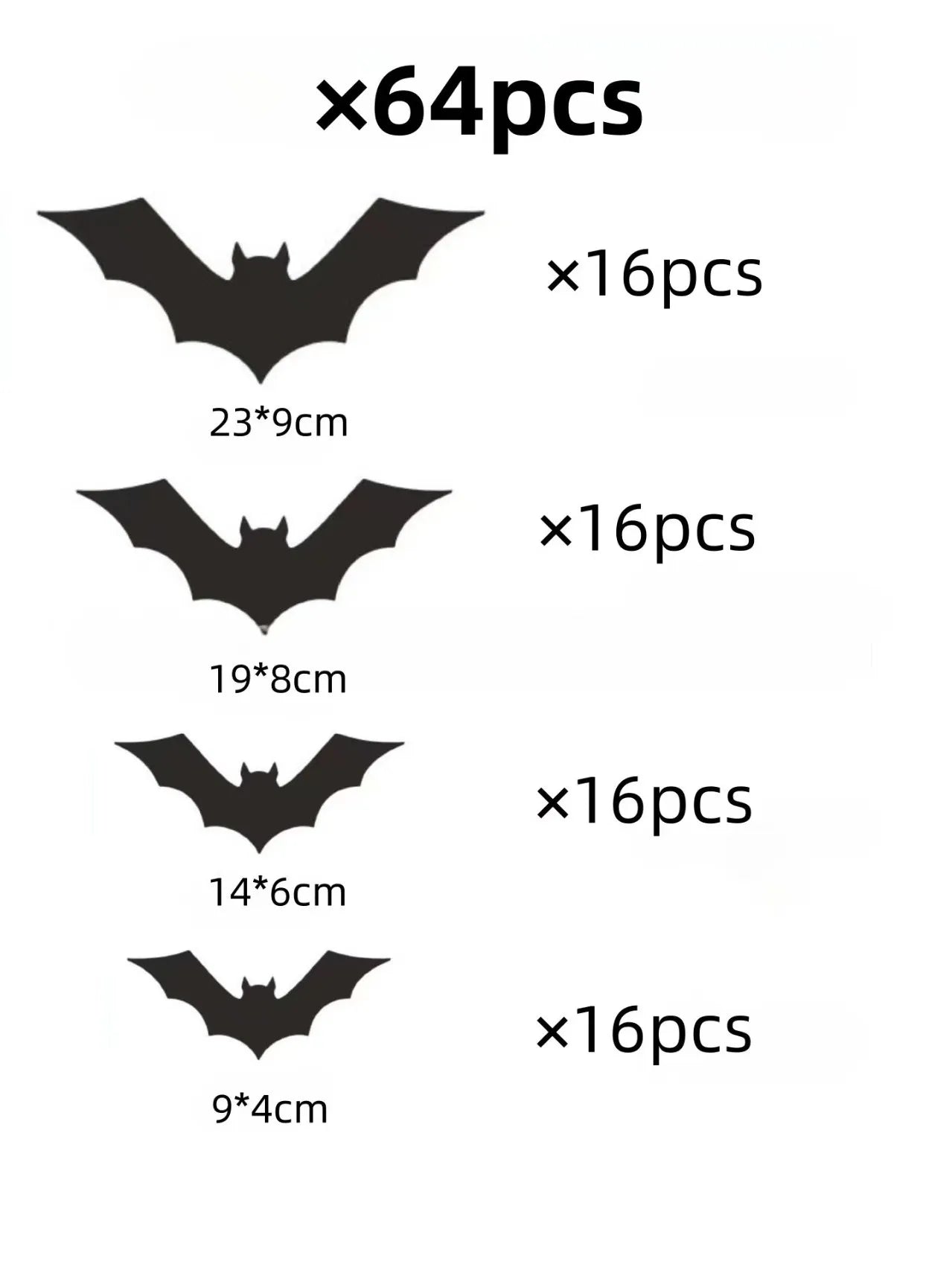 Halloween 3D Bat Wall Stickers, Black PVC Bats, Scary Party Decor