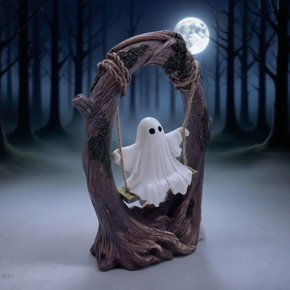Halloween Swing Ghost Ornament, Spooky Ghost Statue Collectible