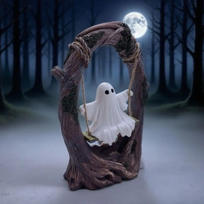 Halloween Swing Ghost Ornament, Spooky Ghost Statue Collectible