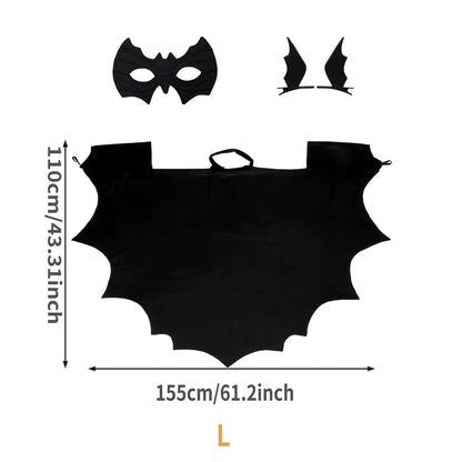 Halloween Bat Costume for Adults – Wing Cape, Eye Mask & Hair Clips