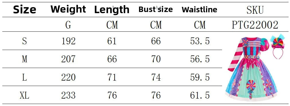 Candy Princess Halloween Dress with Headband & Candy Scepter, Sweet Party Costume