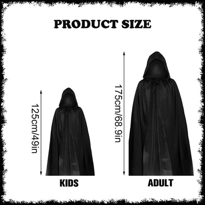Halloween Horror Props Grim Reaper Cape, Skull Mask, Gloves, Scythe for Adults & Kids