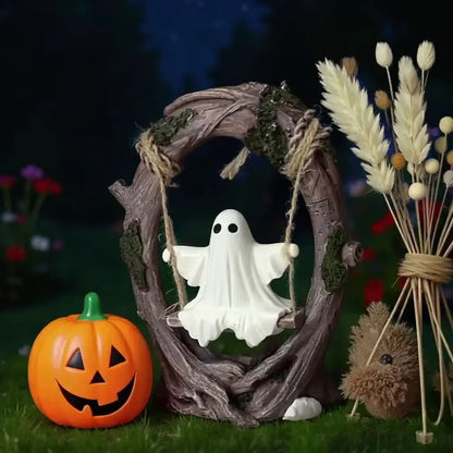 Halloween Swing Ghost Ornament, Spooky Ghost Statue Collectible