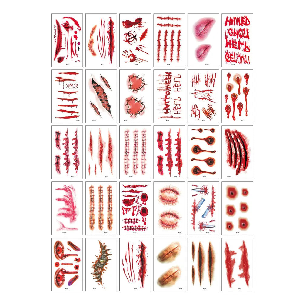 Bleeding Wound Tattoo Stickers (30pcs)