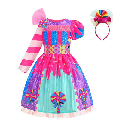 Candy Princess Halloween Dress with Headband & Candy Scepter, Sweet Party Costume