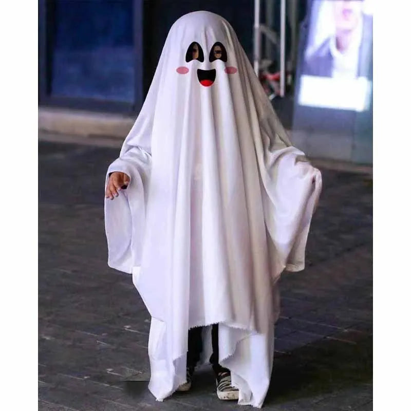 Halloween Horror White Ghost Cosplay Costume for Adults & Kids Masquerade Party