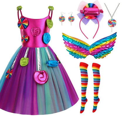 Candy Princess Halloween Dress with Headband & Candy Scepter, Sweet Party Costume