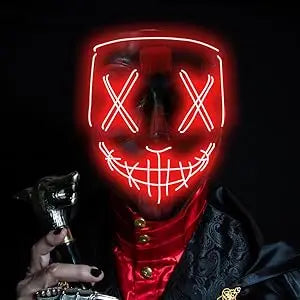 LED Light-Up Scary Halloween Mask for Cosplay & Parties