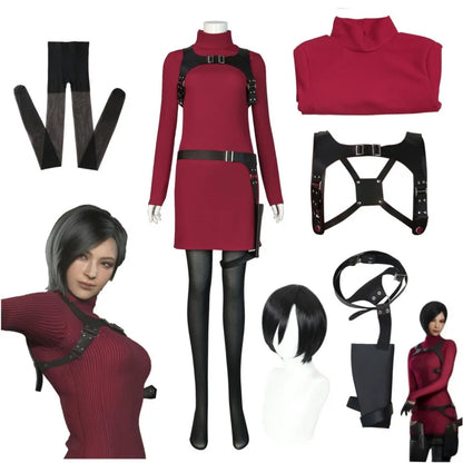 Female Resident Evil 4 Ada Wong Cosplay Costume, Halloween Outfit for Women & Girls