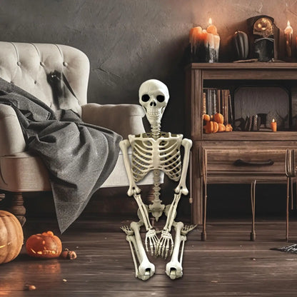 Life-Size Halloween Skeleton with Posable Joints for Garden & Spooky Photo Props