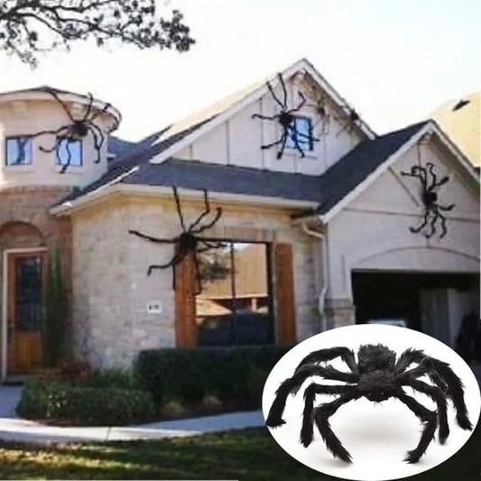 Giant Black Spider Halloween Decoration (30-200cm) for Haunted House & Party