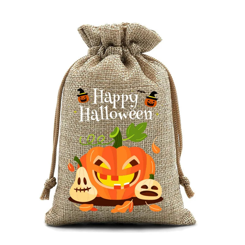 2025 New Halloween Drawstring Burlap Bag, Candy Chocolate Jewelry Gift Bag, DIY Wedding