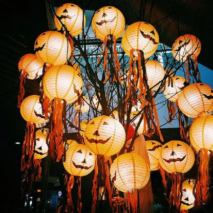 Halloween Hanging Lanterns – Pumpkin, Bat & Skeleton Decor