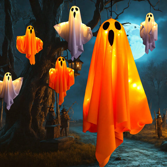 Halloween Light-Up Hanging Ghost Decorations for Tree, Window & Wall (50x40cm)