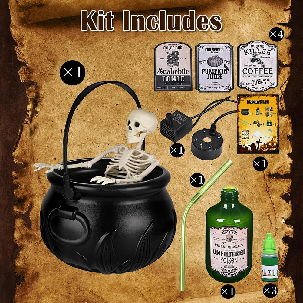 Halloween Witch Cauldron with Fog Maker Scary Prop for Party & Home Decor