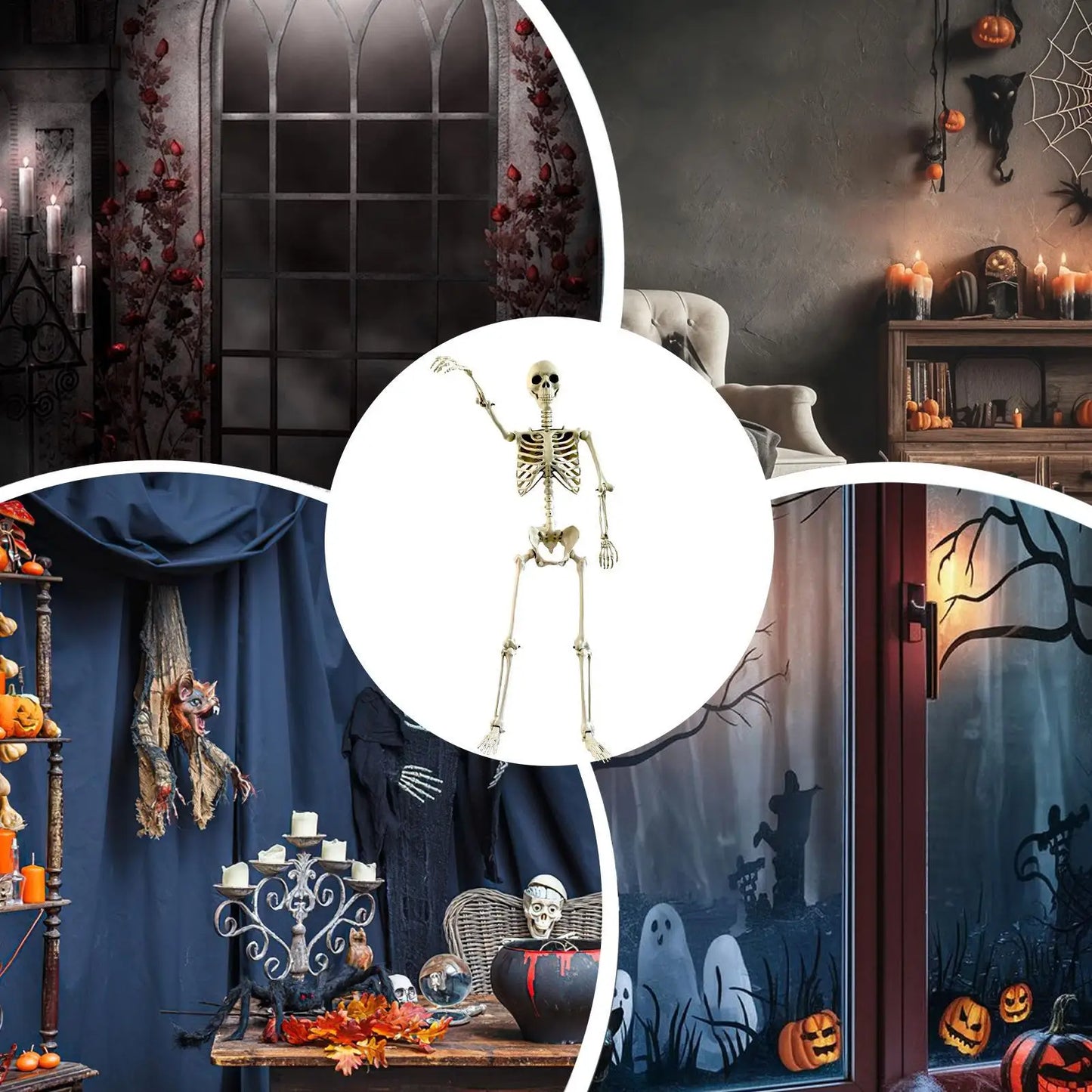 Life-Size Halloween Skeleton with Posable Joints for Garden & Spooky Photo Props
