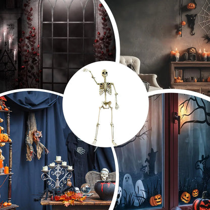 Life-Size Halloween Skeleton with Posable Joints for Garden & Spooky Photo Props